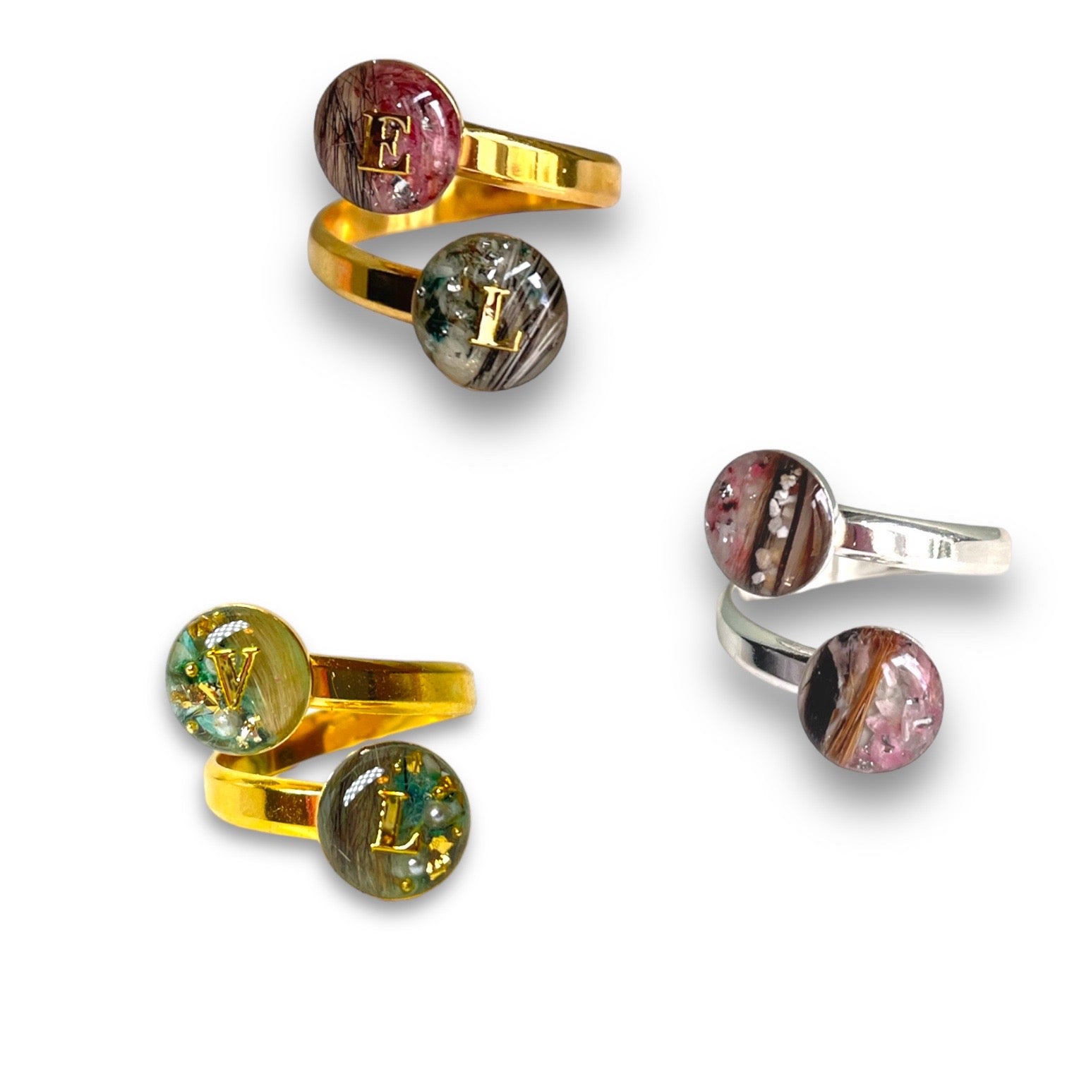 Zweifach Ring 925 Silber/ Vergoldet