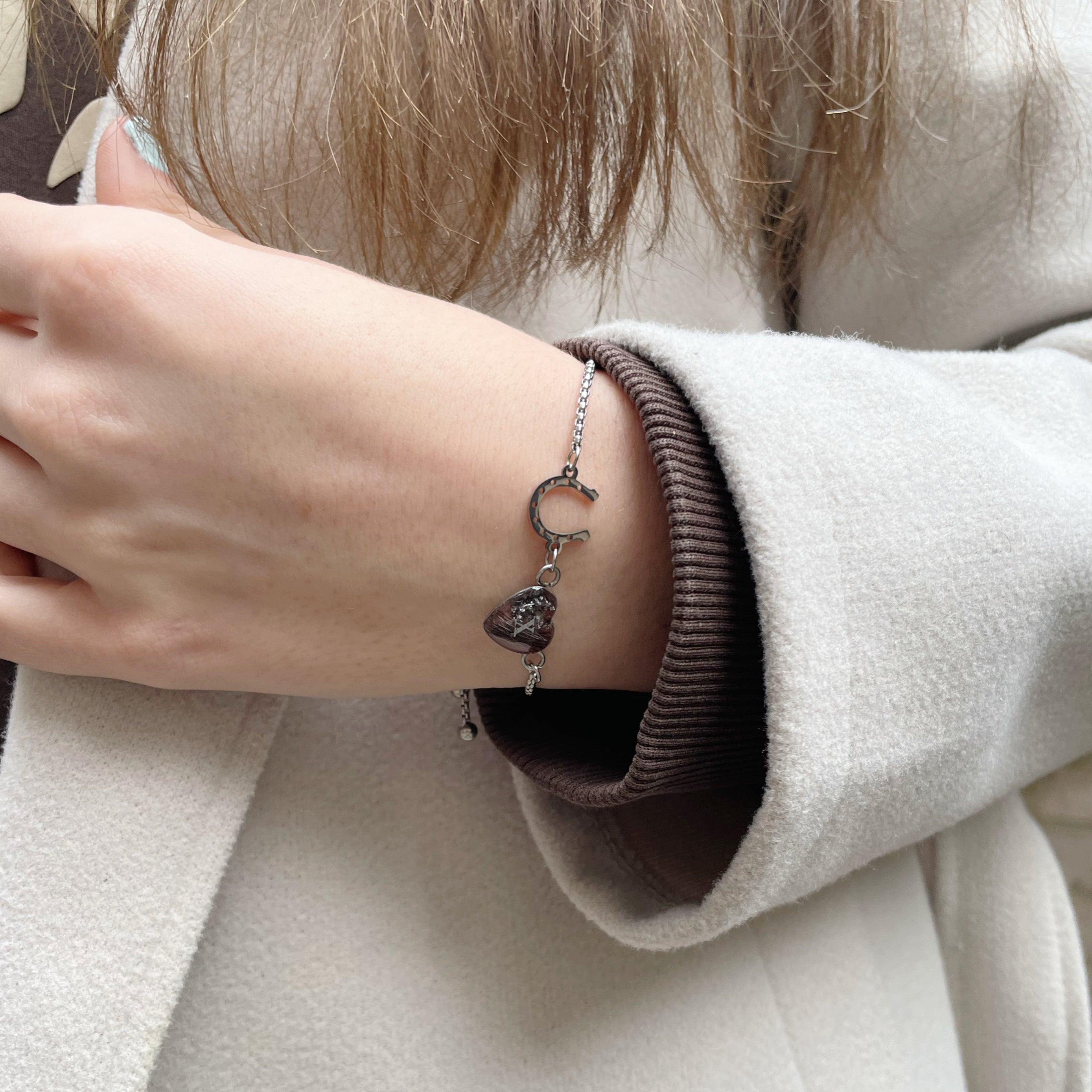 Edelstahl Armband mit Fassung & Charm