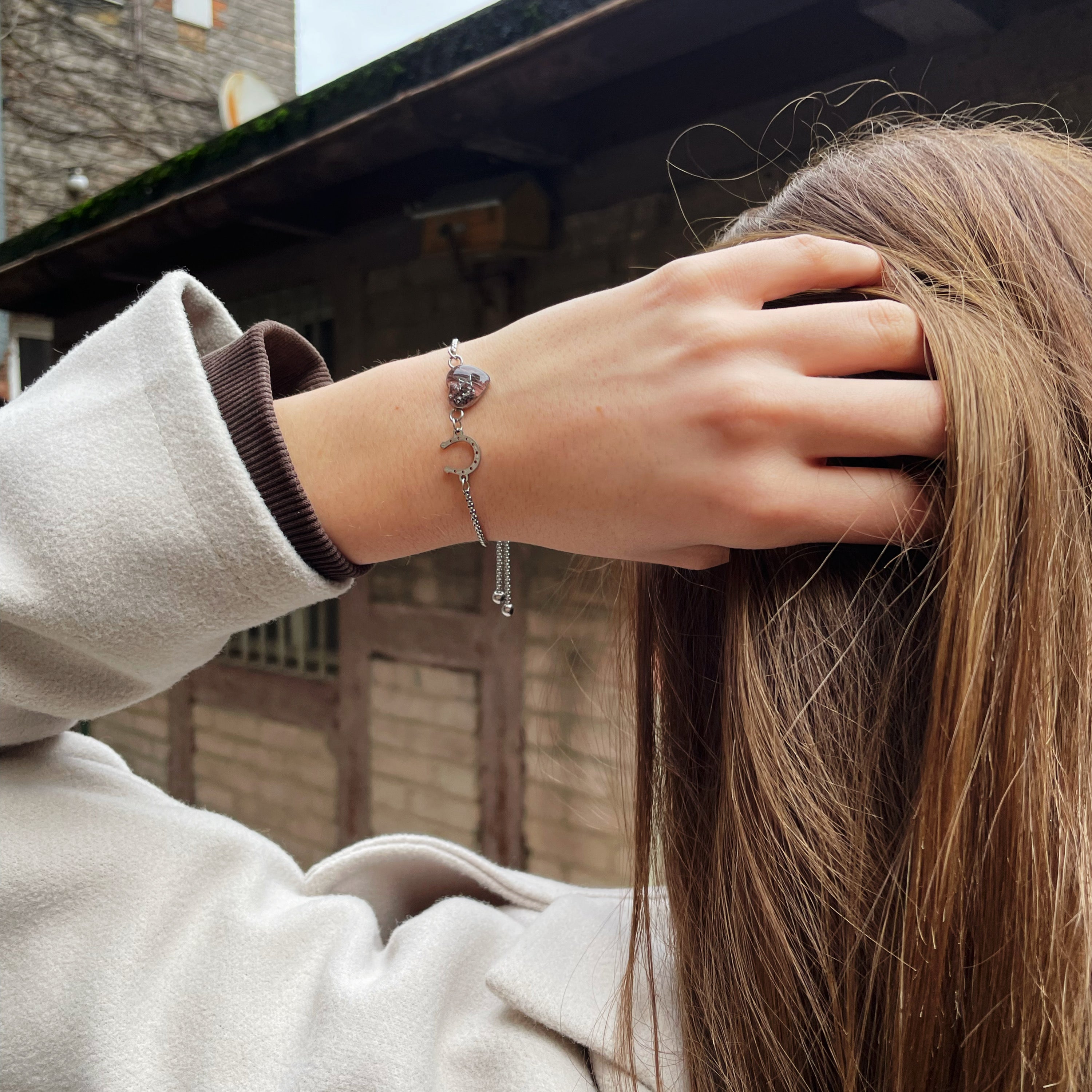 Edelstahl Armband mit Fassung & Charm
